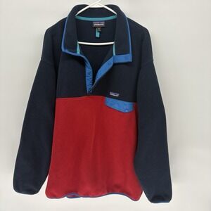 Rare 2018 Patagonia Synchilla Two Tone Snap T Red & Blue Fleece Men XXL